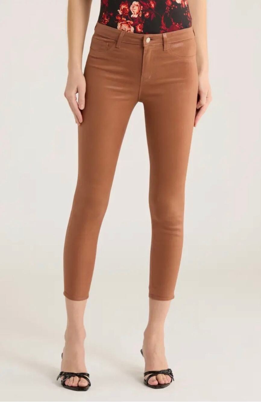 L’Agence Margot Skinny Jeans Tan High Rise Stretch Denim Size 25 Slim